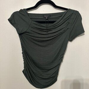 Dynamite Dark Green Ruched Off-Shoulder Top (XXS)